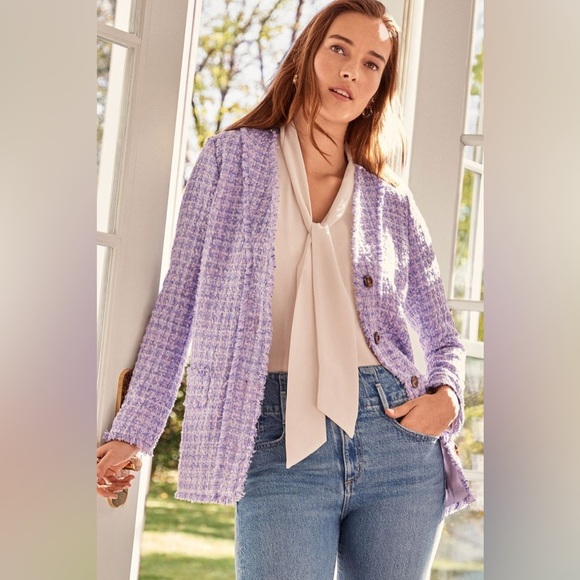 Ann Taylor Jackets & Blazers - Ann Taylor Purple Fringe Blazer Size 12